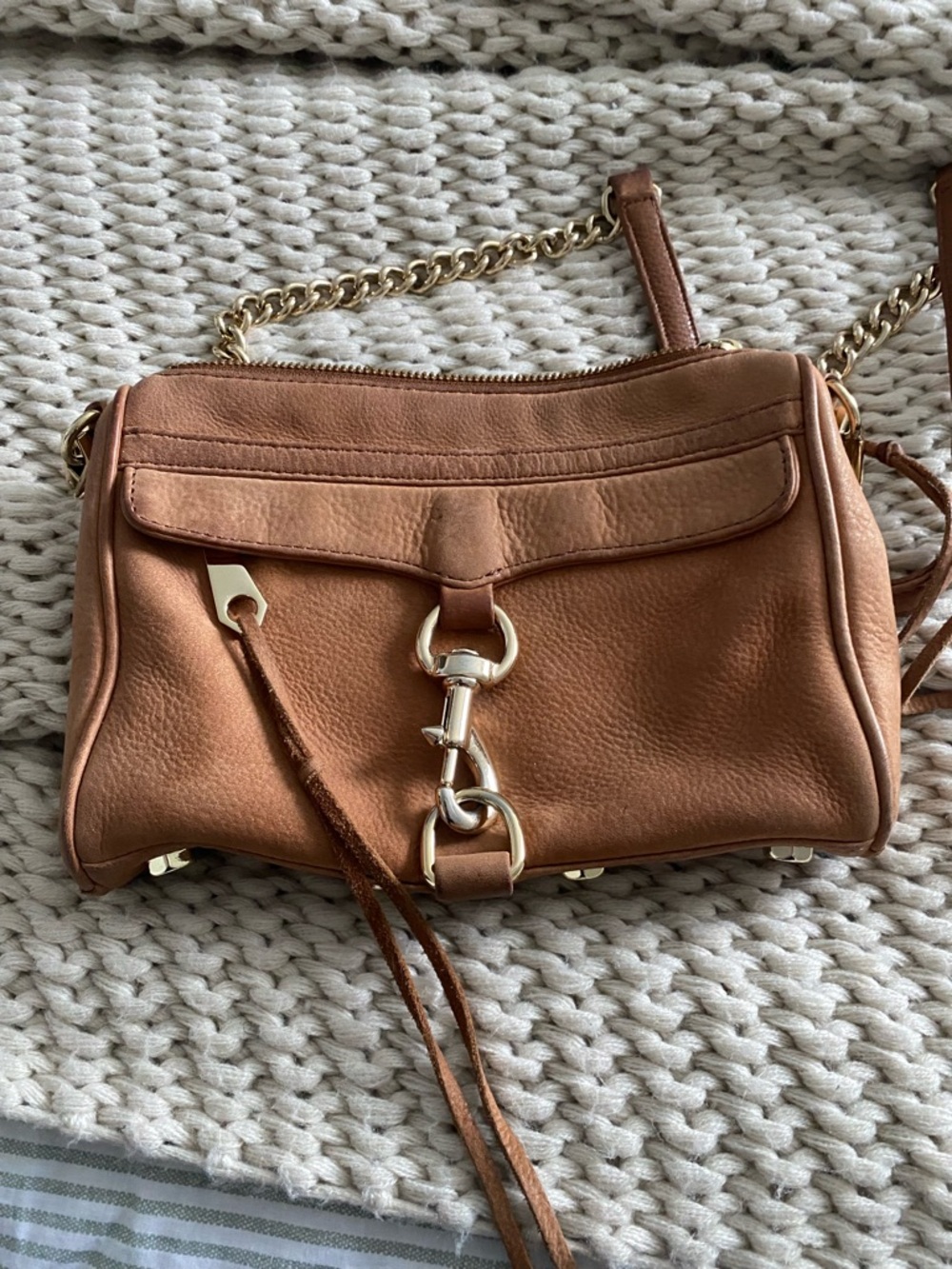 Suede Crossbody Bag in Cognac Brown
